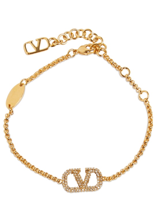 Valentino Garavani: Bracelet avec cristaux V Logo - Or/Cristal - women_0 | Luisa Via Roma