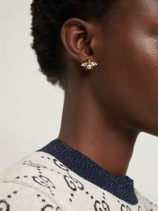 Gucci: Bee motif stud earrings - women_1 | Luisa Via Roma