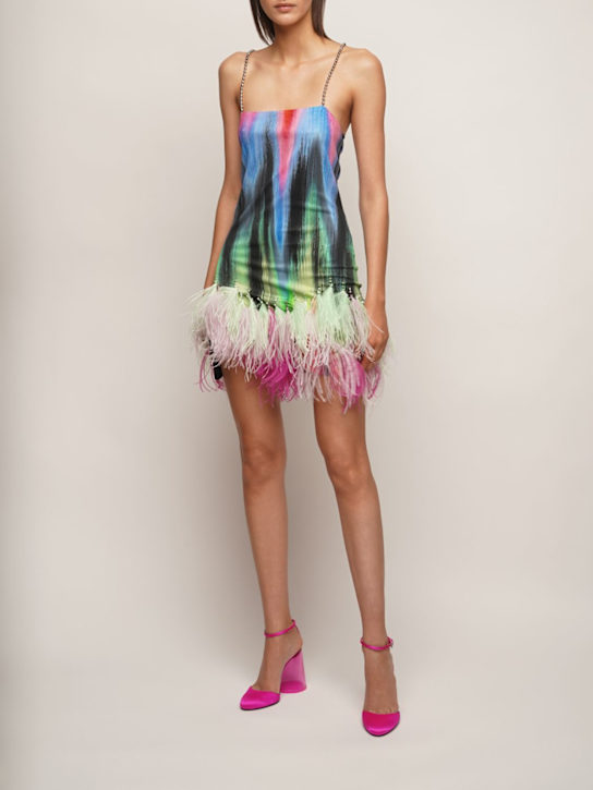 The Attico: Mini-robe imprimée avec plumes Fujiko - Multicolore - women_1 | Luisa Via Roma