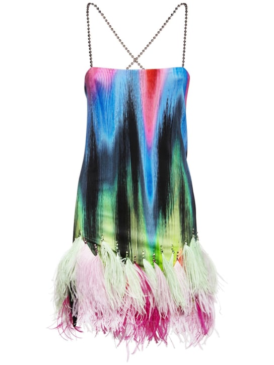 The Attico: Mini-robe imprimée avec plumes Fujiko - Multicolore - women_0 | Luisa Via Roma