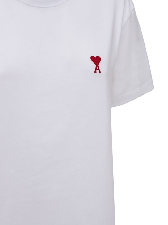 AMI Paris: T-shirt en coton biologique Ami de Cœur - Blanc - women_1 | Luisa Via Roma
