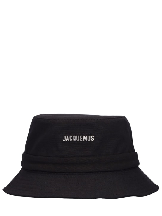 Jacquemus: Le Bob Gadjo 코튼 캔버스 버킷 모자 - 블랙 - men_0 | Luisa Via Roma