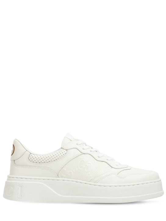 Gucci: GG embossed leather sneakers - White - men_0 | Luisa Via Roma