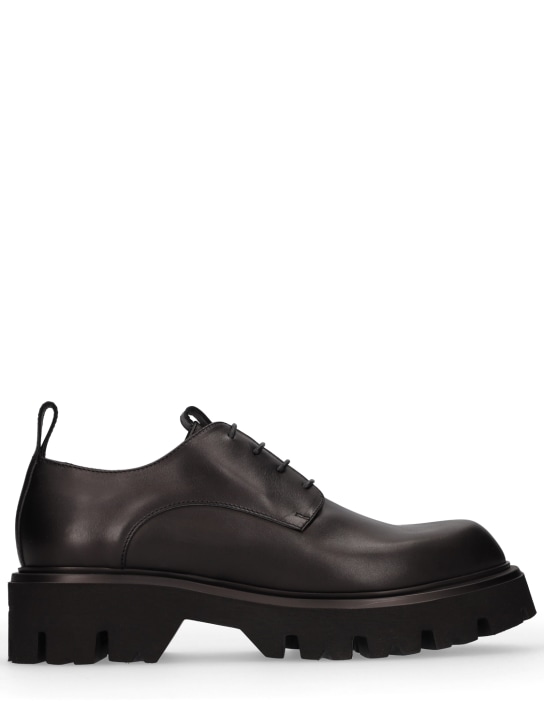 Mattia Capezzani: Leather lace-up Derby shoes - Black - men_0 | Luisa Via Roma