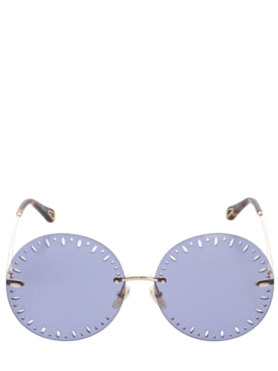 Chloé: Ysé round metal sunglasses - Gold/Blue - women_0 | Luisa Via Roma