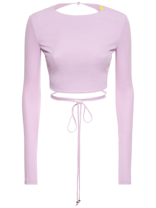 Sutara wrap-up viscose jersey crop top