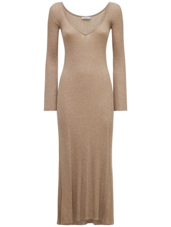 Gabriela Hearst: Paulo cashmere & silk rib knit dress - Oatmeal - women_0 | Luisa Via Roma