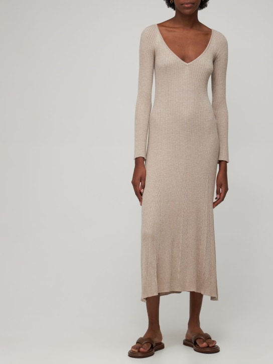 Gabriela Hearst: Paulo cashmere & silk rib knit dress - Oatmeal - women_1 | Luisa Via Roma