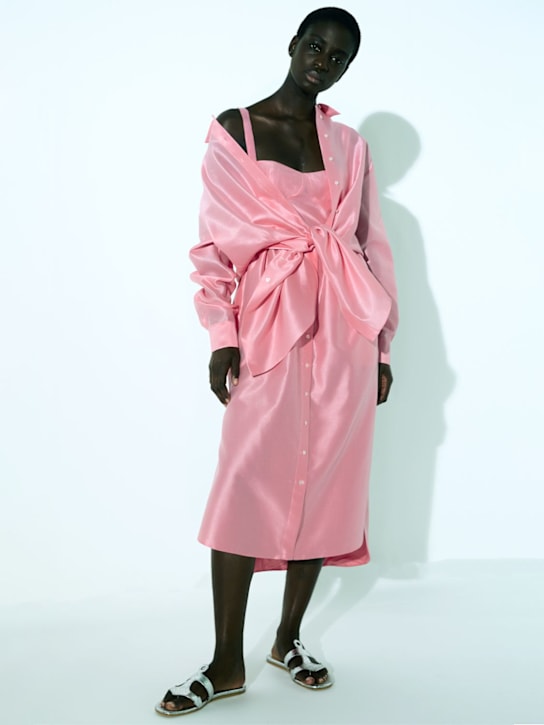 Rosie Assoulin: Ululani organdy shirt midi dress - Bright Pink - women_1 | Luisa Via Roma