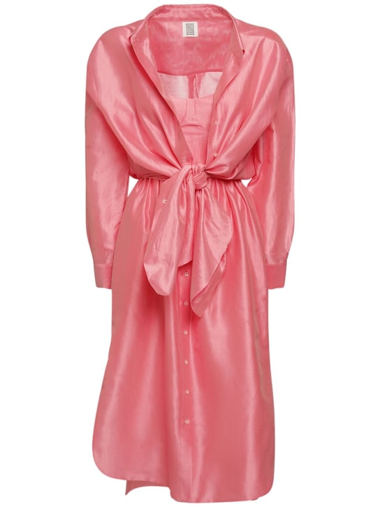 Rosie Assoulin: Ululani organdy shirt midi dress - Bright Pink - women_0 | Luisa Via Roma
