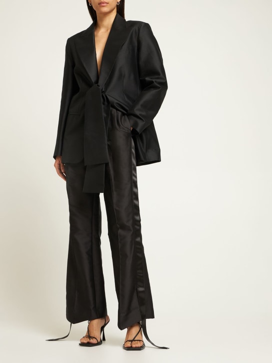 Rosie Assoulin: Ulf コットン＆ミカドシルクストレートパンツ - ブラック - women_1 | Luisa Via Roma