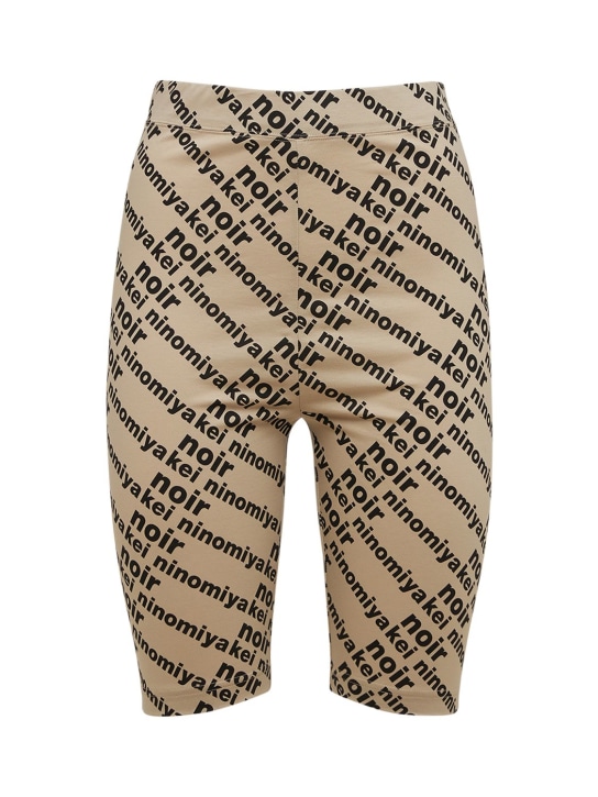 Noir Kei Ninomiya: Logo print cotton jersey bike shorts - Beige/Black - women_0 | Luisa Via Roma
