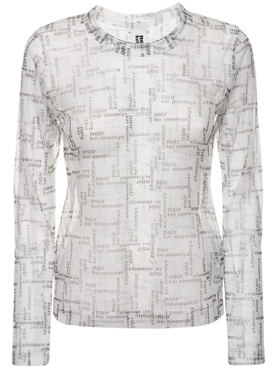 Noir Kei Ninomiya: LANGÄRMELIGES T-SHIRT MIT DRUCK - Weiß/Schwarz - women_0 | Luisa Via Roma