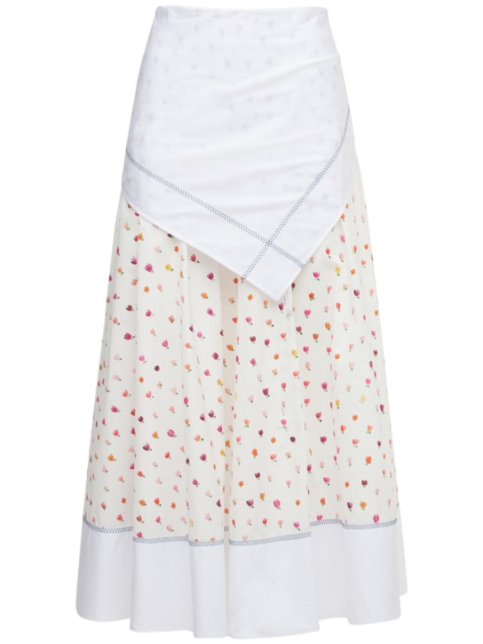 Rosie Assoulin: Gonna midi Ula in popeline di cotone - Bianco - women_0 | Luisa Via Roma