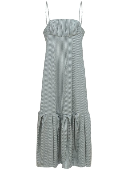 Rosie Assoulin: Umiliana泡泡纱棉质迷笛连衣裙 - 白色/绿色 - women_0 | Luisa Via Roma