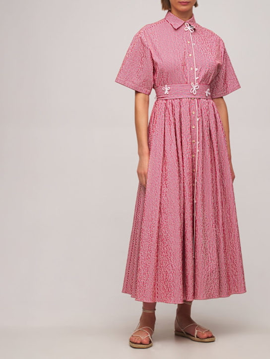 Rosie Assoulin: Ulyssa ベルテッドコットンドレス - レッド/ホワイト - women_1 | Luisa Via Roma