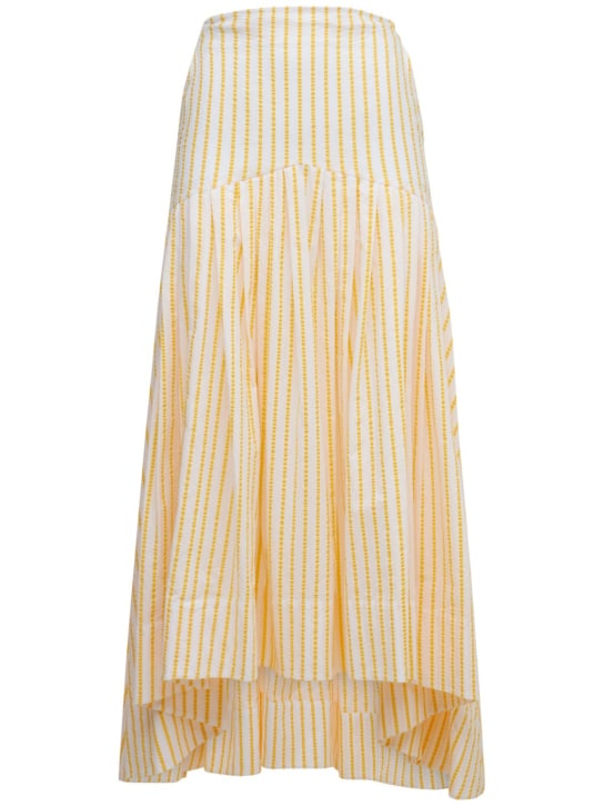 Rosie Assoulin: Gonna midi Ulle in popeline di cotone - Bianco/Giallo - women_0 | Luisa Via Roma