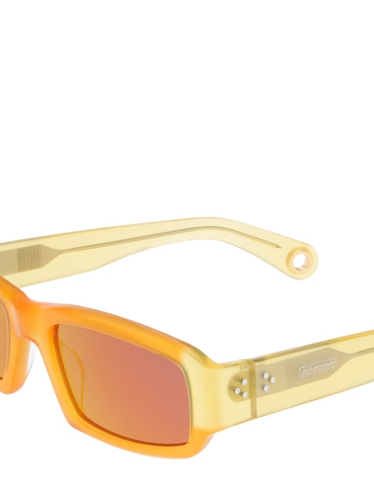 Jacquemus: Les Lunettes Altu太阳镜 - Orange/Smoke - men_2 | Luisa Via Roma