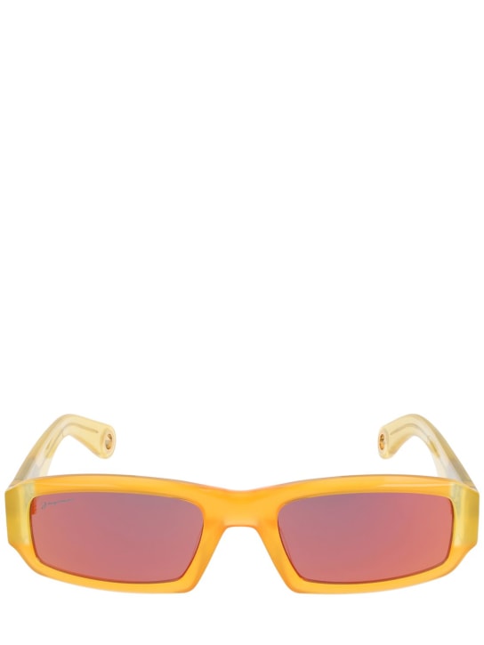 Jacquemus: Les lunettes Altu sunglasses - Orange/Smoke - men_0 | Luisa Via Roma