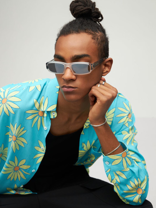 Jacquemus: Les Lunettes Altu太阳镜 - Grey/Mirror - men_2 | Luisa Via Roma