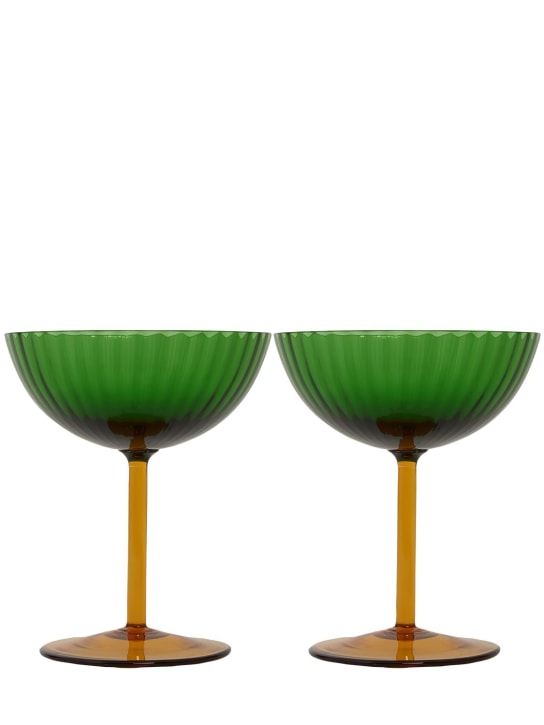 La Double J: Set of 2 Salviati champagne coupes - Green - ecraft_0 | Luisa Via Roma