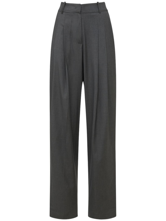 The Frankie Shop: Gelso high rise pleated woven wide pants - women_0 | Luisa Via Roma