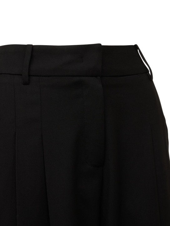 The Frankie Shop: Gelso high rise pleated woven wide pants - Black - women_1 | Luisa Via Roma