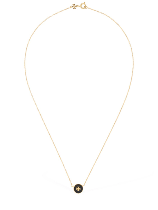 Tory Burch: Kira enamel short chain necklace - Gold/Black - women_0 | Luisa Via Roma