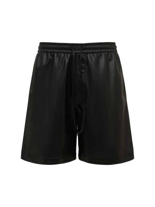 Nanushka: Faux leather sweat shorts - Siyah - men_0 | Luisa Via Roma