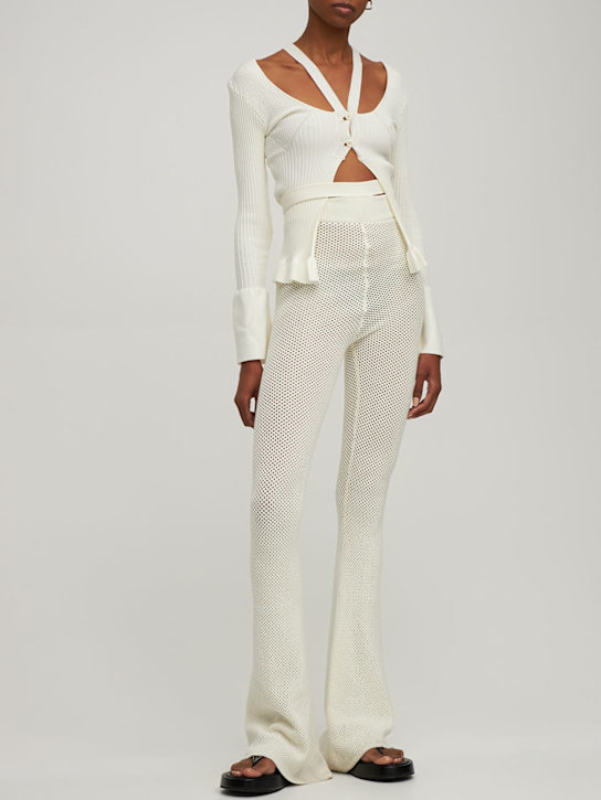 Andreadamo: Pantaloni in rete con cut out - Avorio - women_1 | Luisa Via Roma