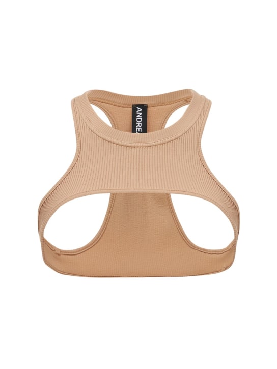 Andreadamo: Imbracatura in jersey a costine - Beige - women_0 | Luisa Via Roma