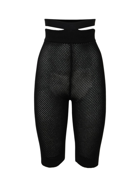 Andreadamo: Shorts de red de viscosa con cintura alta - Negro - women_0 | Luisa Via Roma