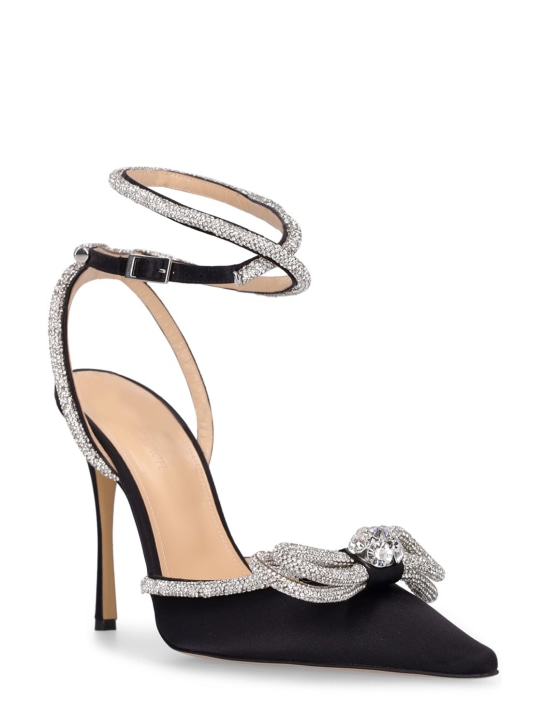 Mach & Mach: 110mm Double bow silk satin pumps - Black - women_2 | Luisa Via Roma