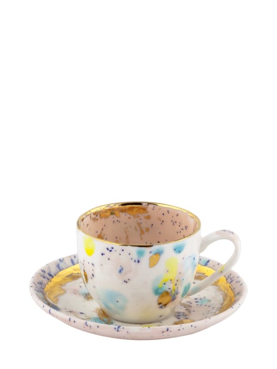 Coralla Maiuri: Set of 2 Dafne coffee cups & saucers - Beyaz - ecraft_0 | Luisa Via Roma