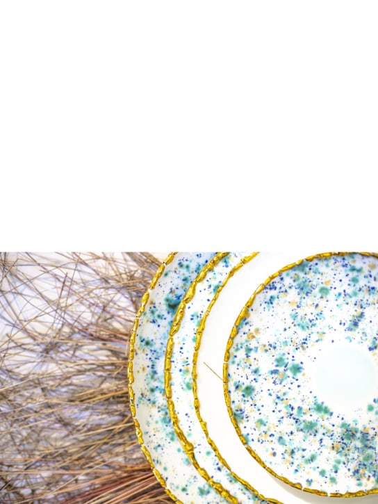 Coralla Maiuri: Plato de ensalada Craquelé Edge Blue Mar - Blanco - ecraft_1 | Luisa Via Roma