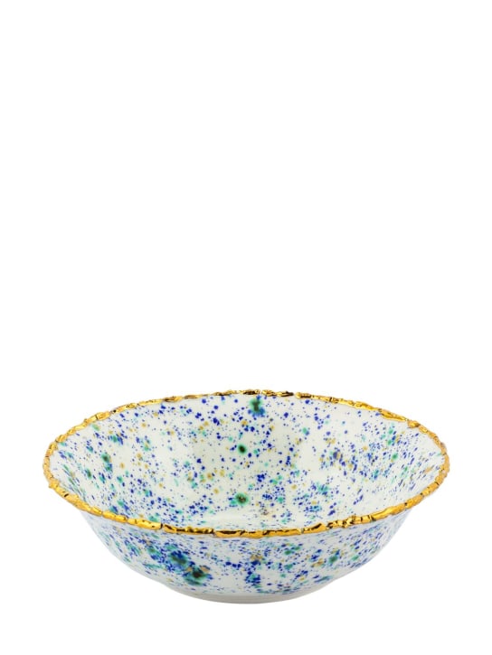 Coralla Maiuri: Craquelé Edge Blue Mar salad bowl - White - ecraft_0 | Luisa Via Roma