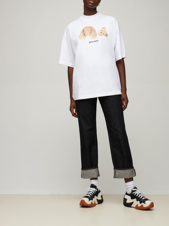 Palm Angels: Camiseta loose fit de jersey de algodón estampada - women_1 | Luisa Via Roma