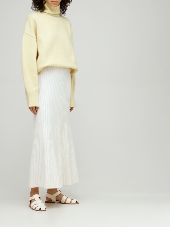 Gabriela Hearst: Jupe longue en maille côtelée de cachemire Flores - Ivoire - women_1 | Luisa Via Roma