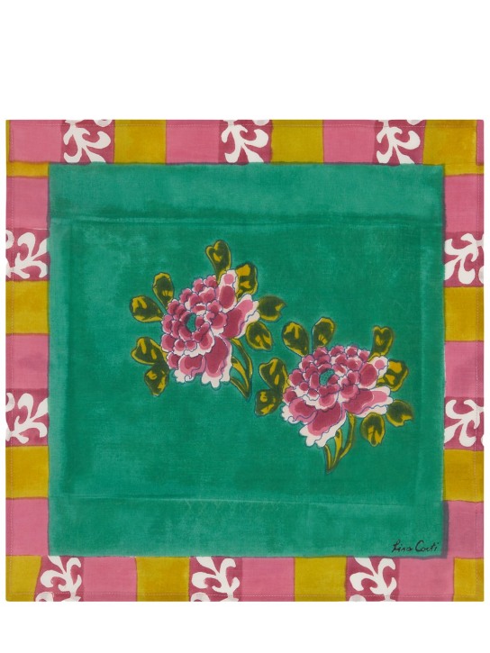 LISA CORTI: Set of 4 Hortensia emerald napkins - Multicolor - ecraft_1 | Luisa Via Roma