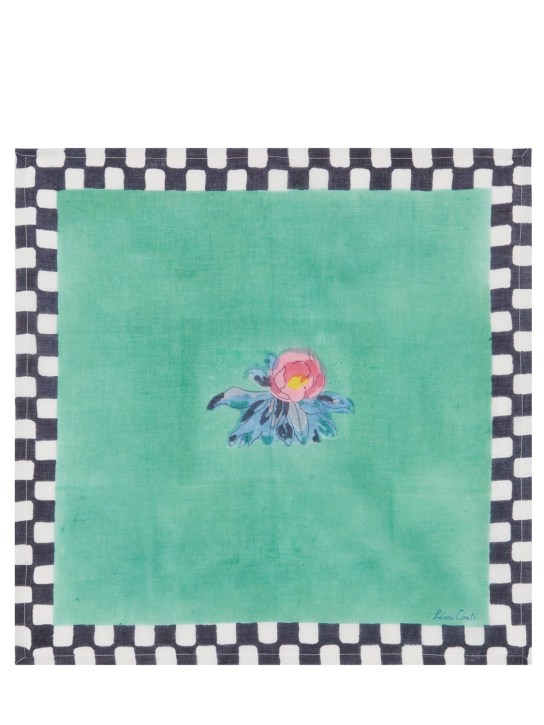 LISA CORTI: Green Tile印花餐巾4个套装 - 蓝色/多色 - ecraft_1 | Luisa Via Roma