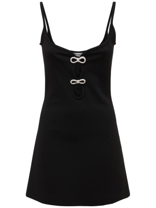 Mach & Mach: Vestido mini de mezcla de viscosa con lazos - Negro - women_0 | Luisa Via Roma