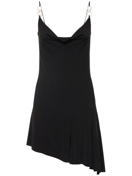 Mach & Mach: Embellished viscose blend mini dress - Black - women_0 | Luisa Via Roma