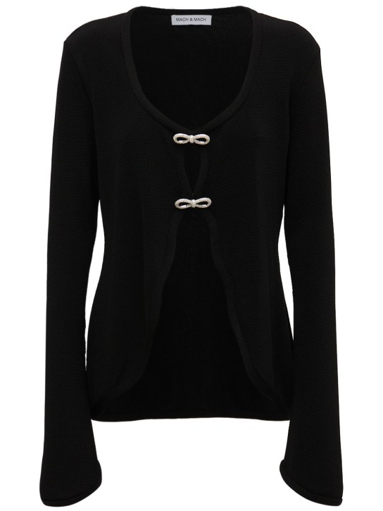 Mach & Mach: Veste en viscose mélangée avec nœuds en cristaux - Noir - women_0 | Luisa Via Roma