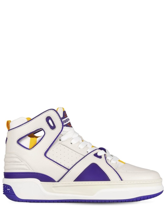 Just Don: Basketball Courtside hi leather sneakers - Violet - men_0 | Luisa Via Roma