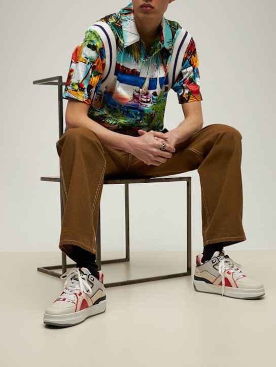 Just Don: Tennis Courtside mid-top leather sneaker - Red - men_1 | Luisa Via Roma