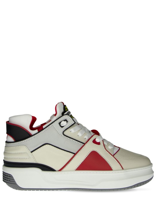 Just Don: Tennis Courtside mid-top leather sneaker - Red - men_0 | Luisa Via Roma