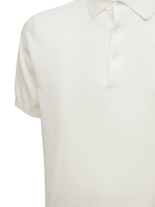 ASPESI: Cotton knit polo shirt - White - men_1 | Luisa Via Roma