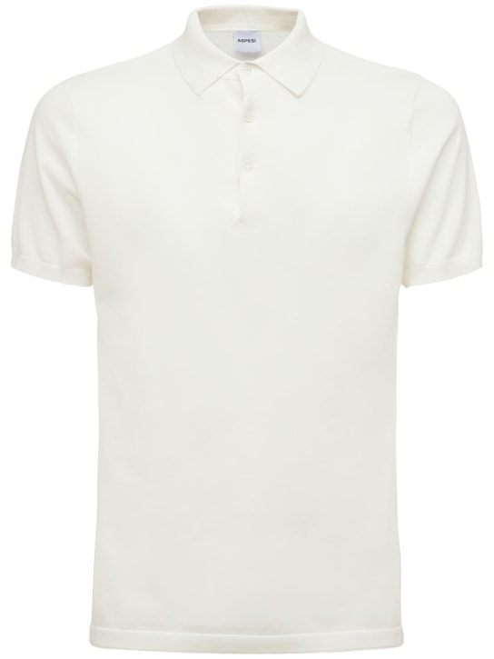 ASPESI: Cotton knit polo shirt - White - men_0 | Luisa Via Roma