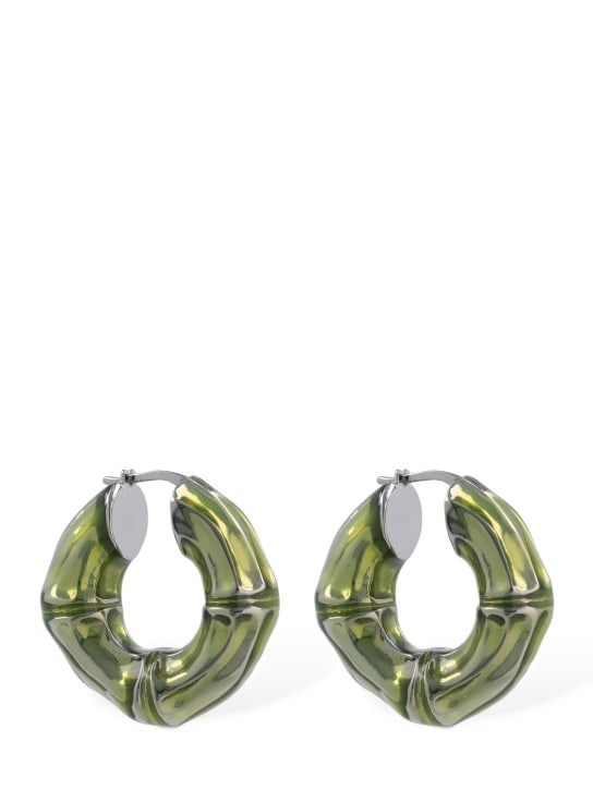 Amina Muaddi: Small Bamboo hoop earrings - Green - women_0 | Luisa Via Roma