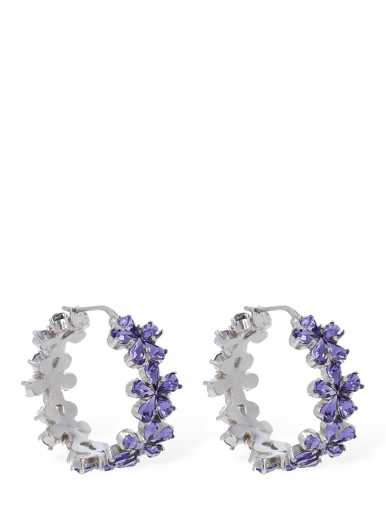Amina Muaddi: Mini lily flower hoop earrings - Tanzanite - women_0 | Luisa Via Roma